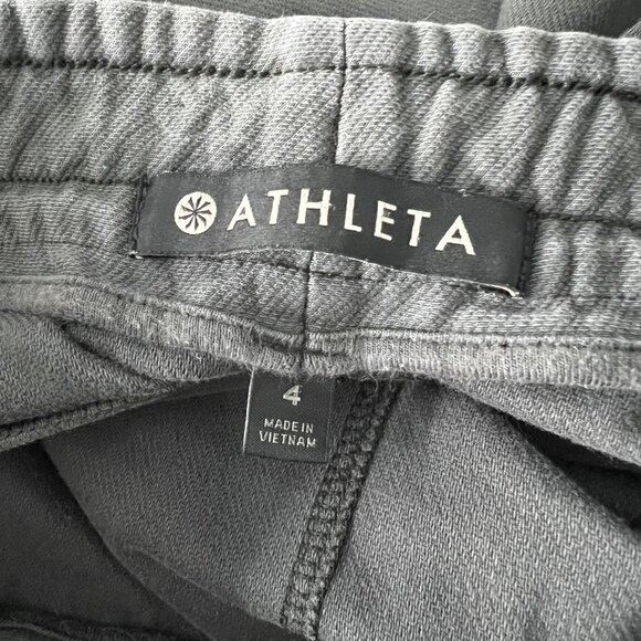 Athleta Skirt Size 4 Gray Elastic Waist Mini Skirt Zipper Pockets Cotton Spandex - Picture 3 of 7